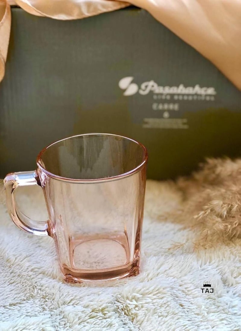 Pasabache Carre Mug Set - Color Piggy Mug - 6 Pieces, 270 ml Capacity, Pink, Turquoise and Violet. - Generic